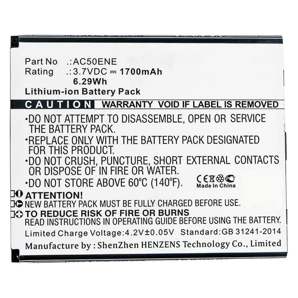 Batteries N Accessories BNA-WB-L9841 Cell Phone Battery - Li-ion, 3.7V, 1700mAh, Ultra High Capacity - Replacement for Archos AC50ENE Battery