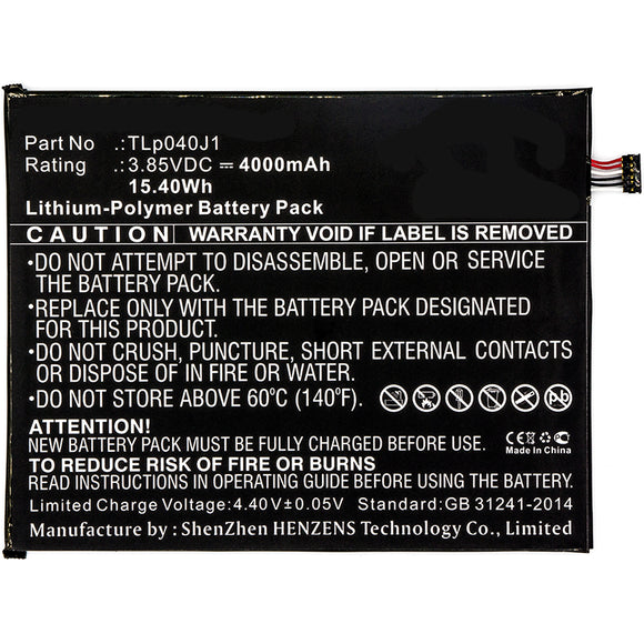 Batteries N Accessories BNA-WB-P8642 Tablets Battery - Li-Pol, 3.85V, 4000mAh, Ultra High Capacity Battery - Replacement for Alcatel TLp040J1 Battery