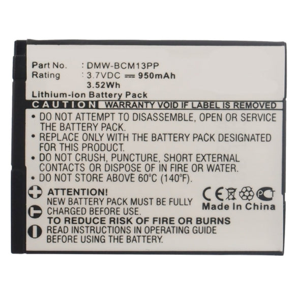 Batteries N Accessories BNA-WB-L9055 Digital Camera Battery - Li-ion, 3.7V, 950mAh, Ultra High Capacity - Replacement for Panasonic DMW-BCM13 Battery