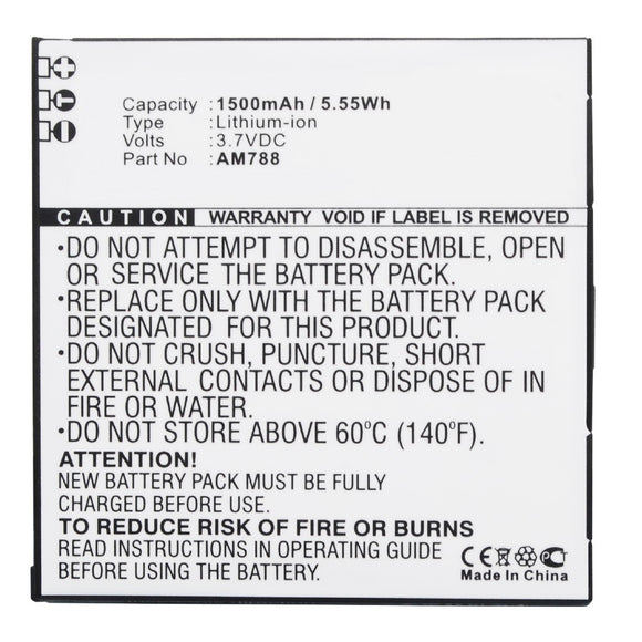 Batteries N Accessories BNA-WB-L9853 Cell Phone Battery - Li-ion, 3.7V, 1500mAh, Ultra High Capacity - Replacement for Aston Martin AM788 Battery