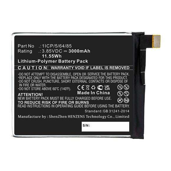 Batteries N Accessories BNA-WB-P13976 Cell Phone Battery - Li-Pol, 3.85V, 3000mAh, Ultra High Capacity - Replacement for UMI 1ICP/5/64/85 Battery