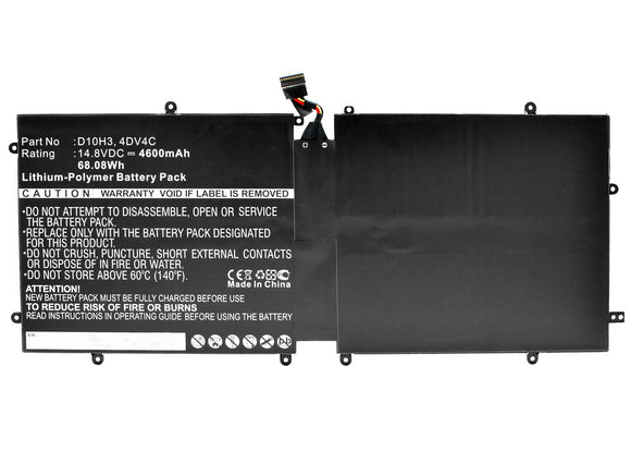 Batteries N Accessories BNA-WB-P4554 Laptops Battery - Li-Pol, 14.8V, 4600 mAh, Ultra High Capacity Battery - Replacement for Dell 4DV4C Battery