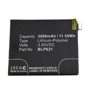 Batteries N Accessories BNA-WB-P14686 Cell Phone Battery - Li-Pol, 3.85V, 3000mAh, Ultra High Capacity - Replacement for OPPO BLP621 Battery