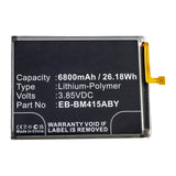 Batteries N Accessories BNA-WB-P13134 Cell Phone Battery - Li-Pol, 3.85V, 6800mAh, Ultra High Capacity - Replacement for Samsung EB-BM415ABY Battery