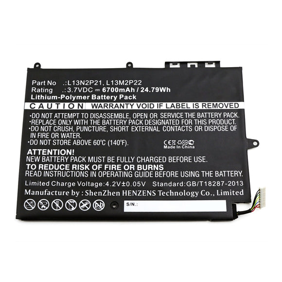 Batteries N Accessories BNA-WB-P12566 Laptop Battery - Li-Pol, 3.7V, 6700mAh, Ultra High Capacity - Replacement for Lenovo L13M2P22 Battery