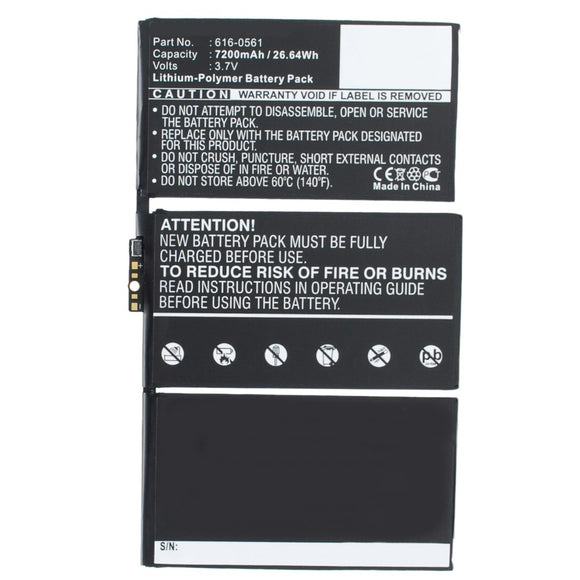 Batteries N Accessories BNA-WB-P9729 Tablet Battery - Li-Pol, 3.7V, 7200mAh, Ultra High Capacity - Replacement for Apple 616-0559 Battery
