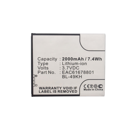 Batteries N Accessories BNA-WB-L12384 Cell Phone Battery - Li-ion, 3.7V, 2000mAh, Ultra High Capacity - Replacement for Verizon BL-49KH Battery