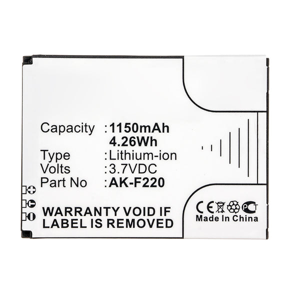 Batteries N Accessories BNA-WB-L15551 Cell Phone Battery - Li-ion, 3.7V, 1150mAh, Ultra High Capacity - Replacement for Emporia AK-F220 Battery