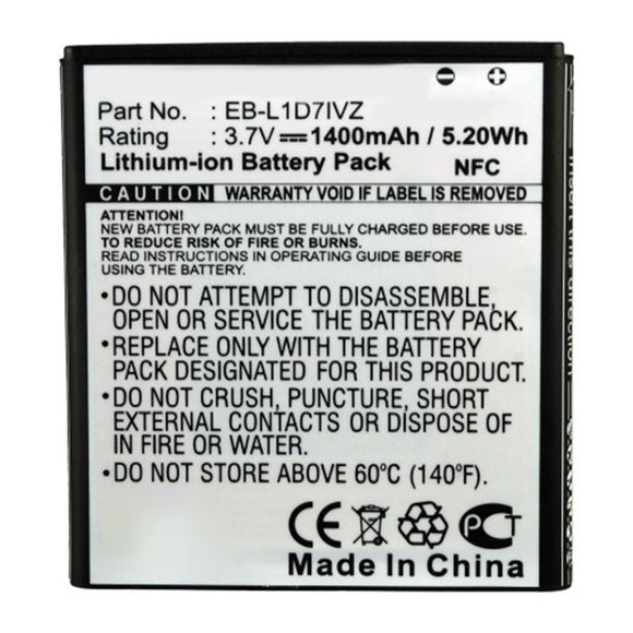 Batteries N Accessories BNA-WB-L13173 Cell Phone Battery - Li-ion, 3.7V, 1400mAh, Ultra High Capacity - Replacement for Samsung EB-L1D7IVZ Battery