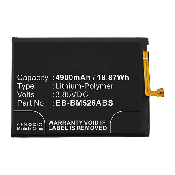 Batteries N Accessories BNA-WB-P16887 Cell Phone Battery - Li-Pol, 3.85V, 4900mAh, Ultra High Capacity - Replacement for Samsung EB-BM526ABS Battery