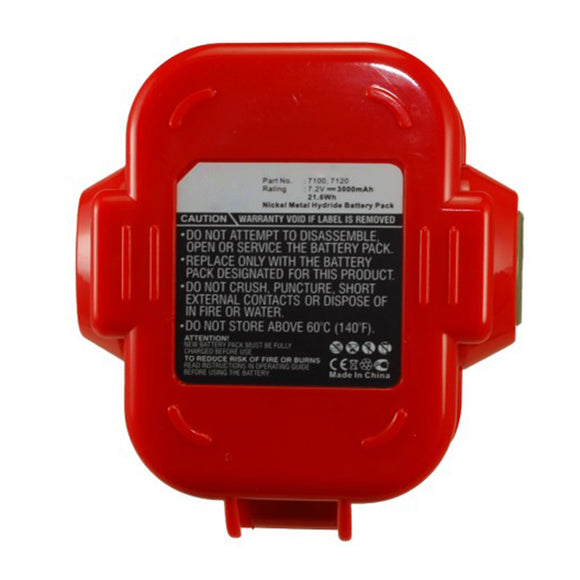 Batteries N Accessories BNA-WB-H15250 Power Tool Battery - Ni-MH, 7.2V, 3000mAh, Ultra High Capacity - Replacement for Makita 7100 Battery