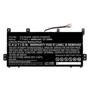 Batteries N Accessories BNA-WB-P10409 Laptop Battery - Li-Pol, 7.7V, 4850mAh, Ultra High Capacity - Replacement for Asus C21N1808 Battery