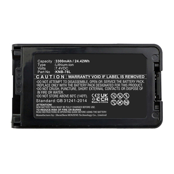 Batteries N Accessories BNA-WB-L12086 2-Way Radio Battery - Li-ion, 7.4V, 3300mAh, Ultra High Capacity - Replacement for Kenwood KNB-57L Battery