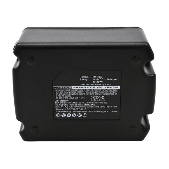 Batteries N Accessories BNA-WB-L15287 Power Tool Battery - Li-ion, 14.4V, 3000mAh, Ultra High Capacity - Replacement for Milwaukee M14 BX Battery