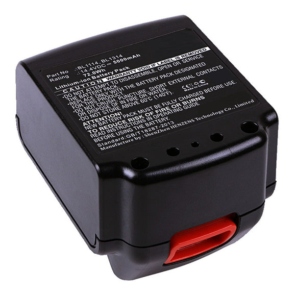 Batteries N Accessories BNA-WB-L10922 Power Tool Battery - Li-ion, 14.4V, 5000mAh, Ultra High Capacity - Replacement for Black & Decker BL1114 Battery