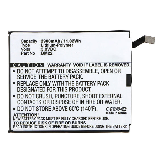 Batteries N Accessories BNA-WB-P16532 Cell Phone Battery - Li-Pol, 3.8V, 2900mAh, Ultra High Capacity - Replacement for Xiaomi BM22 Battery
