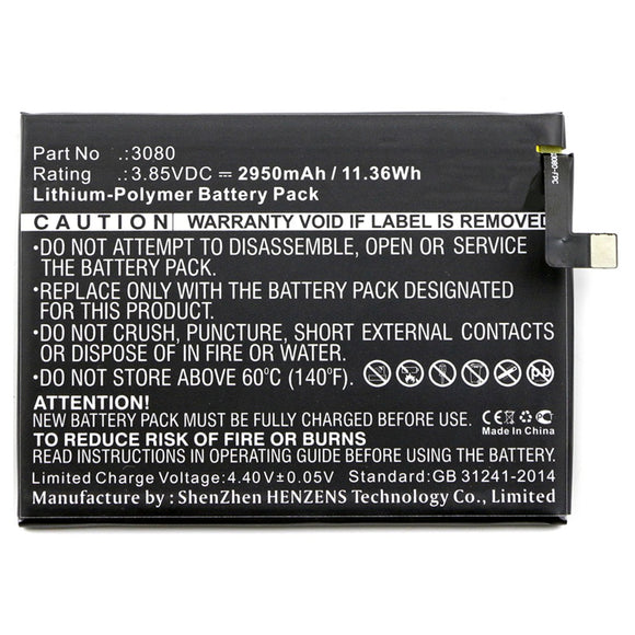 Batteries N Accessories BNA-WB-P10030 Cell Phone Battery - Li-Pol, 3.85V, 2950mAh, Ultra High Capacity - Replacement for BQ 3080 Battery