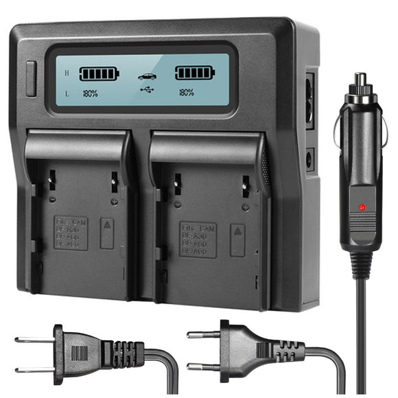 Batteries N Accessories BNA-WB-1574 Dual Camcorder Battery Charger - Compatible with Canon BP-A30, BP-A60 Battery - With Fold-In Wall Plug, Car & EU Adapters - Replacement for Canon CG-A10 Charger