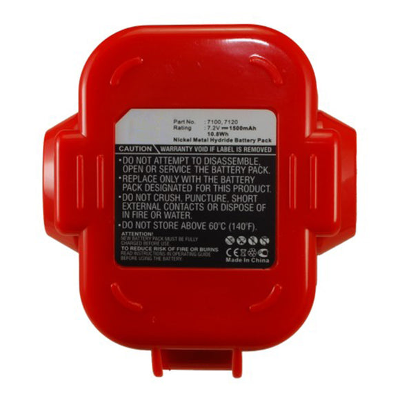 Batteries N Accessories BNA-WB-H15249 Power Tool Battery - Ni-MH, 7.2V, 1500mAh, Ultra High Capacity - Replacement for Makita 7100 Battery