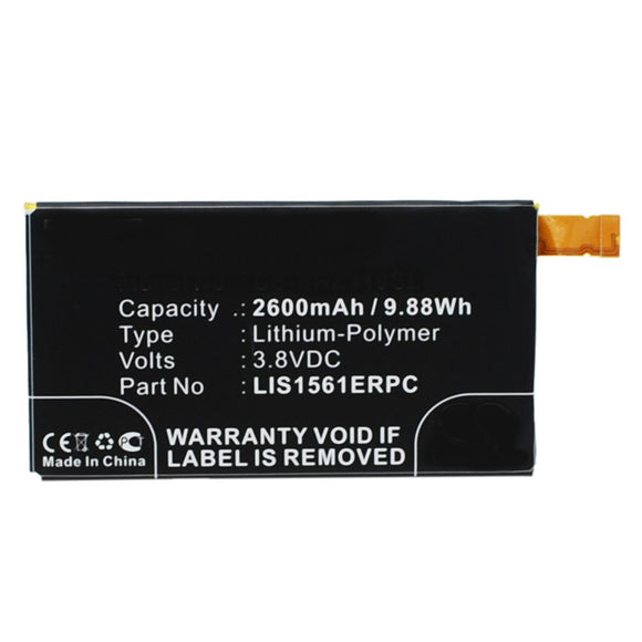 Batteries N Accessories BNA-WB-P3658 Cell Phone Battery - Li-Pol, 3.8V, 2600 mAh, Ultra High Capacity Battery - Replacement for Sony Ericsson LIS1561ERPC Battery
