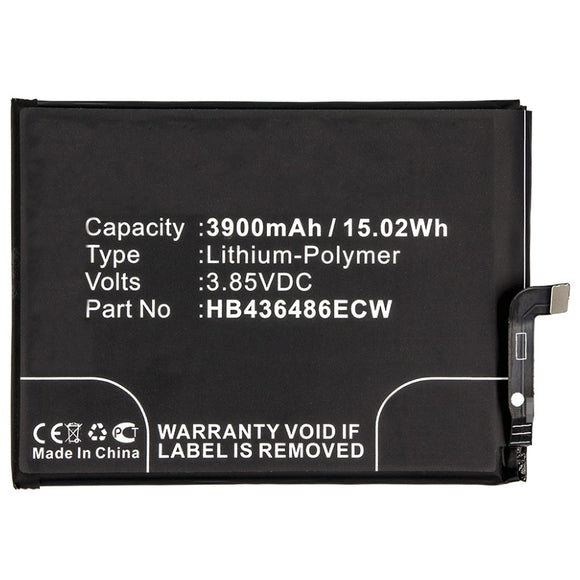 Batteries N Accessories BNA-WB-P8315 Cell Phone Battery - Li-Pol, 3.85V, 3900mAh, Ultra High Capacity - Replacement for Huawei HB436486ECW Battery