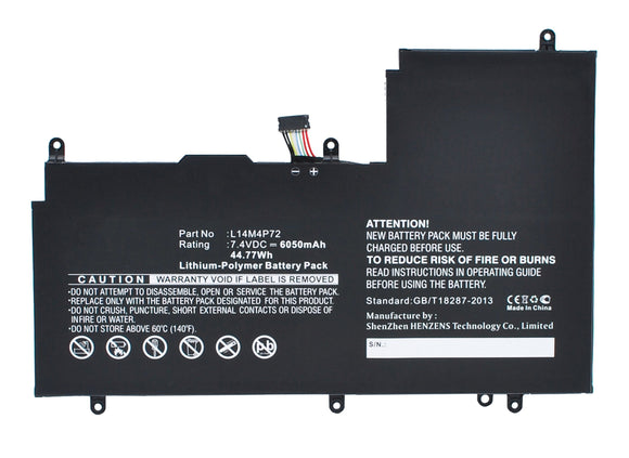 Batteries N Accessories BNA-WB-P4621 Laptops Battery - Li-Pol, 7.4V, 6050 mAh, Ultra High Capacity Battery - Replacement for Lenovo L14M4P72 Battery