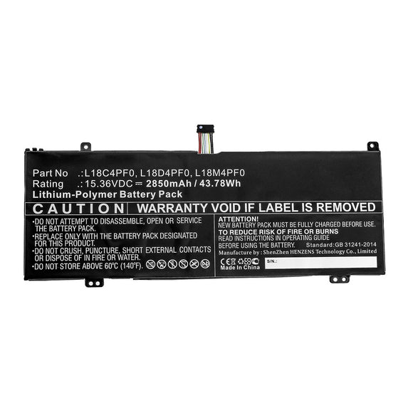Batteries N Accessories BNA-WB-P12623 Laptop Battery - Li-Pol, 15.36V, 2850mAh, Ultra High Capacity - Replacement for Lenovo L18C4PF0 Battery