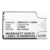 Batteries N Accessories BNA-WB-L12370 Cell Phone Battery - Li-ion, 3.8V, 2000mAh, Ultra High Capacity - Replacement for LG BL-41A1H Battery