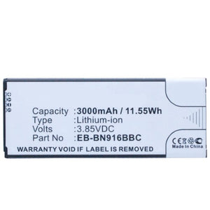 Batteries N Accessories BNA-WB-L4005 Cell Phone Battery - Li-ion, 3.85, 3000mAh, Ultra High Capacity Battery - Replacement for Samsung EB-BN916BBC, EB-BN916BBE Battery