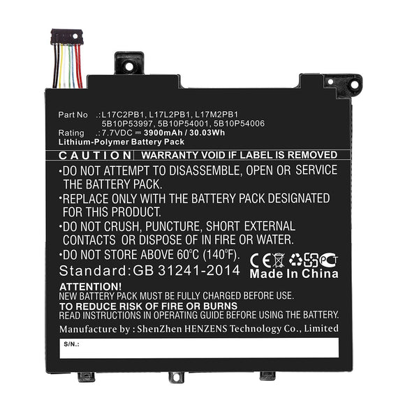 Batteries N Accessories BNA-WB-P12652 Laptop Battery - Li-Pol, 7.7V, 3900mAh, Ultra High Capacity - Replacement for Lenovo L17C2PB1 Battery