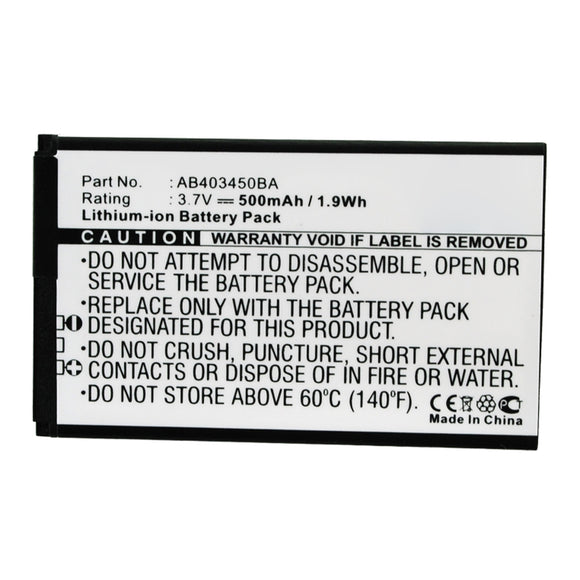 Batteries N Accessories BNA-WB-L16909 Cell Phone Battery - Li-ion, 3.7V, 500mAh, Ultra High Capacity - Replacement for Samsung AB403450BA Battery