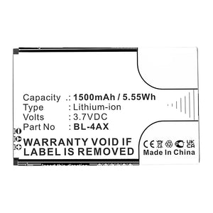 Batteries N Accessories BNA-WB-L16506 Cell Phone Battery - Li-ion, 3.7V, 1500mAh, Ultra High Capacity - Replacement for Nokia BL-4AX Battery