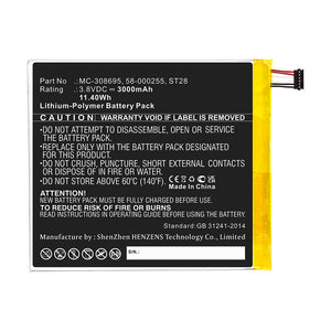 Batteries N Accessories BNA-WB-P16284 Tablet Battery - Li-Pol, 3.8V, 3000mAh, Ultra High Capacity - Replacement for Amazon 58-000255 Battery