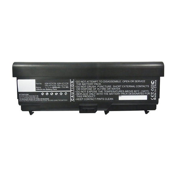 Batteries N Accessories BNA-WB-L12497 Laptop Battery - Li-ion, 11.1V, 6600mAh, Ultra High Capacity - Replacement for Lenovo ASM 42T4703 Battery