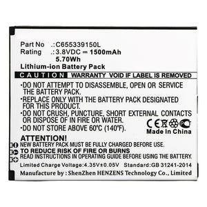 Batteries N Accessories BNA-WB-L10017 Cell Phone Battery - Li-ion, 3.8V, 1500mAh, Ultra High Capacity - Replacement for Blu C655339150L Battery