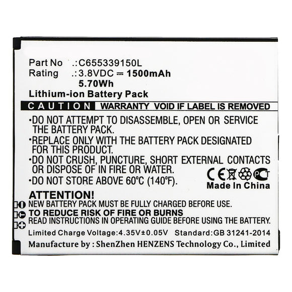 Batteries N Accessories BNA-WB-L10017 Cell Phone Battery - Li-ion, 3.8V, 1500mAh, Ultra High Capacity - Replacement for Blu C655339150L Battery