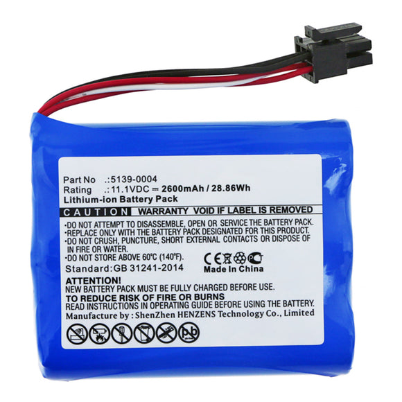 Batteries N Accessories BNA-WB-L15102 Medical Battery - Li-ion, 11.1V, 2600mAh, Ultra High Capacity - Replacement for Masimo 5139-0004 Battery