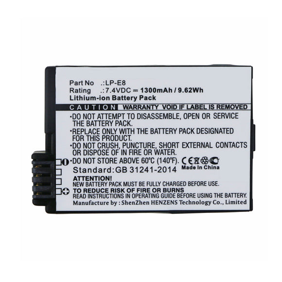 Batteries N Accessories BNA-WB-L10229 Digital Camera Battery - Li-ion, 7.4V, 1300mAh, Ultra High Capacity - Replacement for Canon LP-E8 Battery