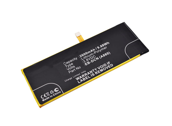 Batteries N Accessories BNA-WB-P11181 Cell Phone Battery - Li-Pol, 3.8V, 2600mAh, Ultra High Capacity - Replacement for EBest EB-DCN (A860) Battery