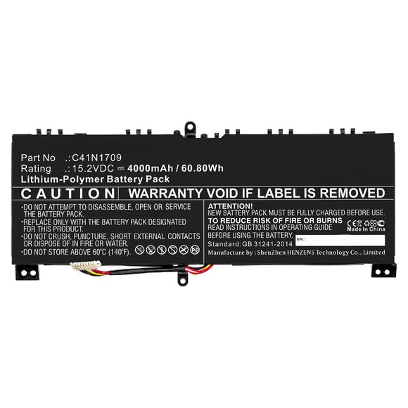 Batteries N Accessories BNA-WB-P10452 Laptop Battery - Li-Pol, 15.2V, 4000mAh, Ultra High Capacity - Replacement for Asus C41N1709 Battery