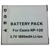 Batteries N Accessories BNA-WB-CANP120 Digital Camera Battery - li-ion, 3.7V, 1800 mAh, Ultra High Capacity Battery - Replacement for Casio NP-120 Battery