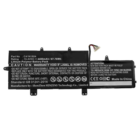 Batteries N Accessories BNA-WB-P10567 Laptop Battery - Li-Pol, 15.4V, 4400mAh, Ultra High Capacity - Replacement for Asus C41N1804 Battery