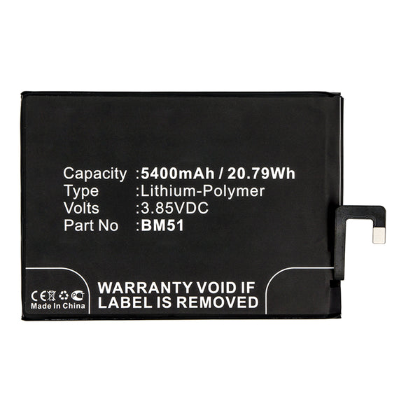Batteries N Accessories BNA-WB-P14890 Cell Phone Battery - Li-Pol, 3.85V, 5400mAh, Ultra High Capacity - Replacement for Xiaomi BM51 Battery