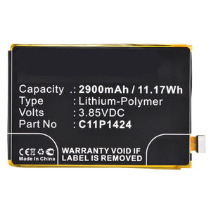 Batteries N Accessories BNA-WB-P3092 Cell Phone Battery - Li-Pol, 3.85V, 2900 mAh, Ultra High Capacity Battery - Replacement for Asus C11P1424 Battery