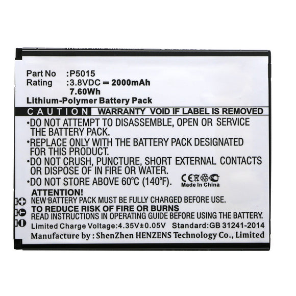 Batteries N Accessories BNA-WB-P12377 Cell Phone Battery - Li-Pol, 3.8V, 2000mAh, Ultra High Capacity - Replacement for Logicom P5015 Battery
