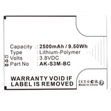 Batteries N Accessories BNA-WB-P17735 Cell Phone Battery - Li-Pol, 3.8V, 2500mAh, Ultra High Capacity - Replacement for Emporia AK-S3M-BC Battery