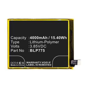 Batteries N Accessories BNA-WB-P14748 Cell Phone Battery - Li-Pol, 3.85V, 4000mAh, Ultra High Capacity - Replacement for OPPO BLP775 Battery