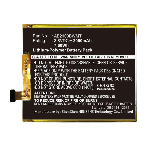 Batteries N Accessories BNA-WB-P16833 Cell Phone Battery - Li-Pol, 3.8V, 2000mAh, Ultra High Capacity - Replacement for Philips AB2100BWMT Battery
