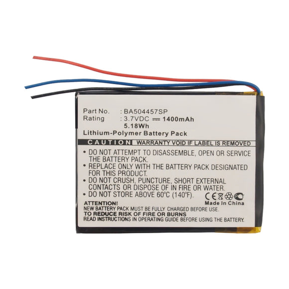 Batteries N Accessories BNA-WB-P15191 Player Battery - Li-Pol, 3.7V, 1400mAh, Ultra High Capacity - Replacement for Philips BA504457SP Battery