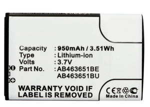 Batteries N Accessories BNA-WB-L3605 Cell Phone Battery - Li-Ion, 3.7V, 950 mAh, Ultra High Capacity Battery - Replacement for Samsung AB463651BC Battery